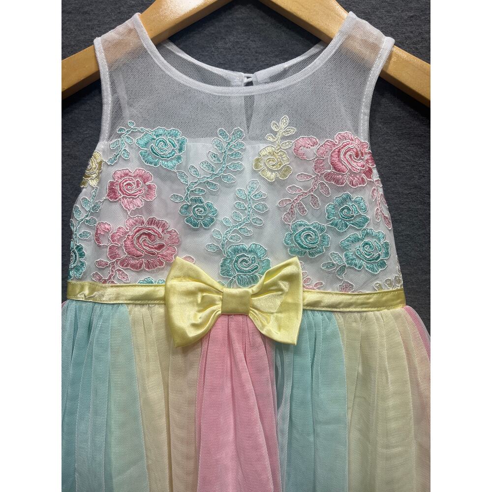 Jona Michelle Boutique Special Occasion Dress Blue Pink Yellow Girls Size 3T - Picture 6 of 11